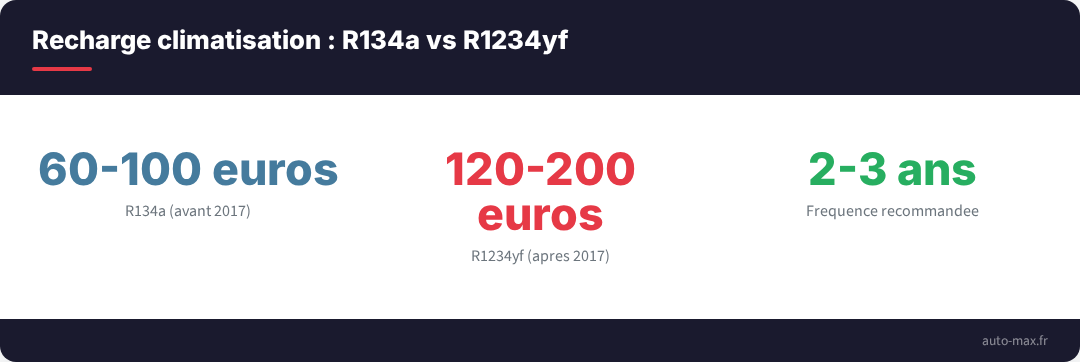 Prix recharge climatisation selon le type de gaz refrigerant