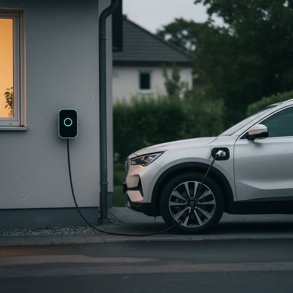 Une hybride rechargeable branchée sur une borne domestique pour récupérer son autonomie électrique