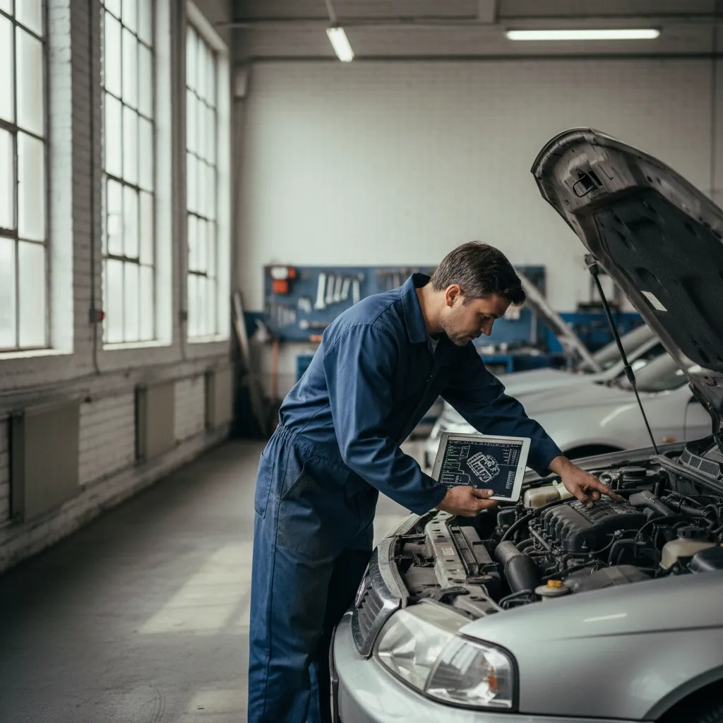 Inspection mécanique complète avant achat d'un véhicule d'occasion en atelier