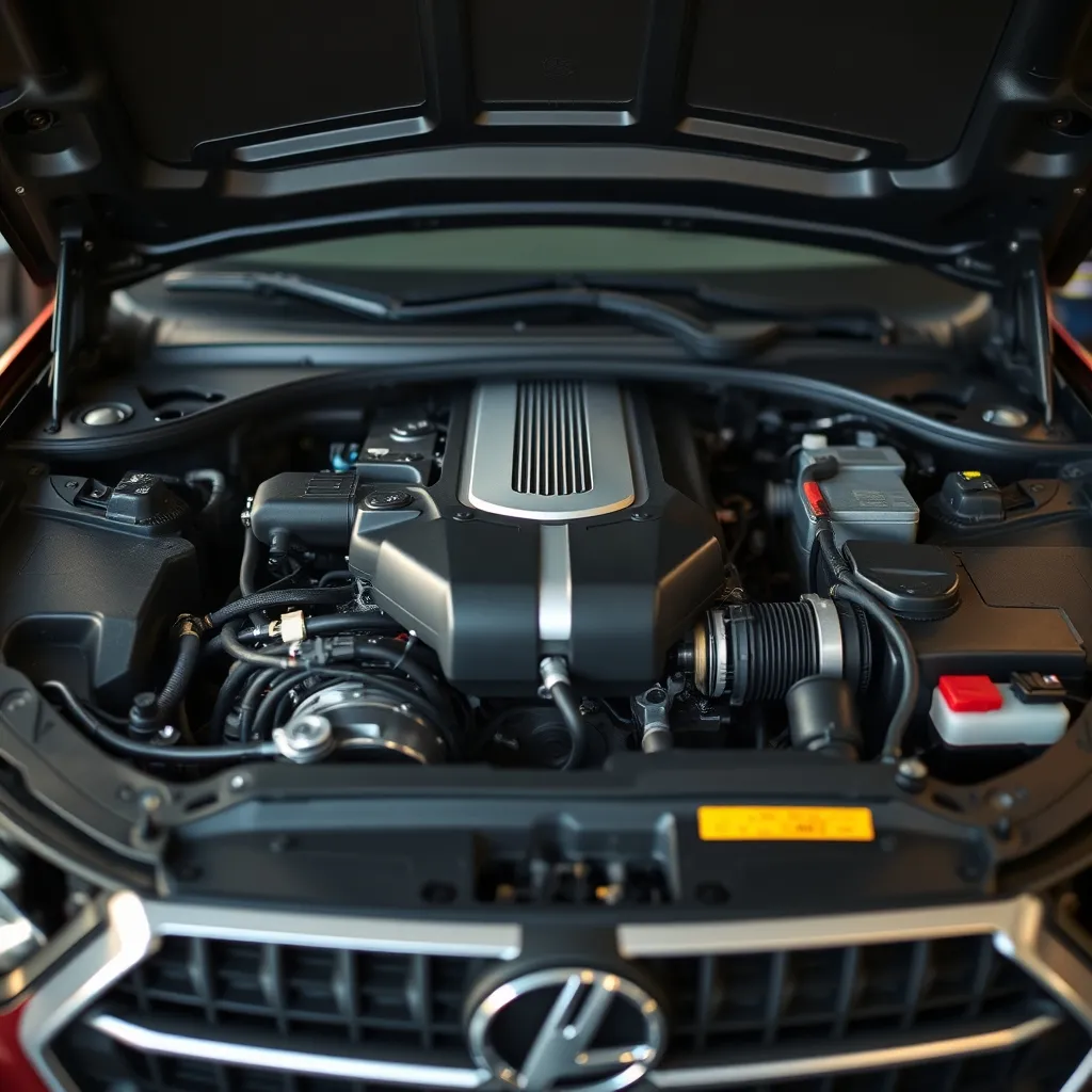 Compartiment moteur d'un véhicule hybride avec motorisation thermique et électrique
