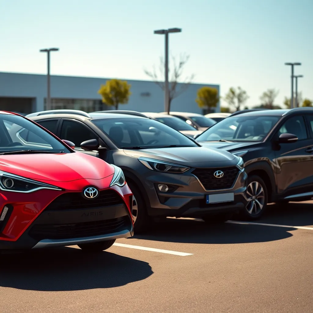 Gamme de voitures hybrides auto-rechargeables exposées en concession