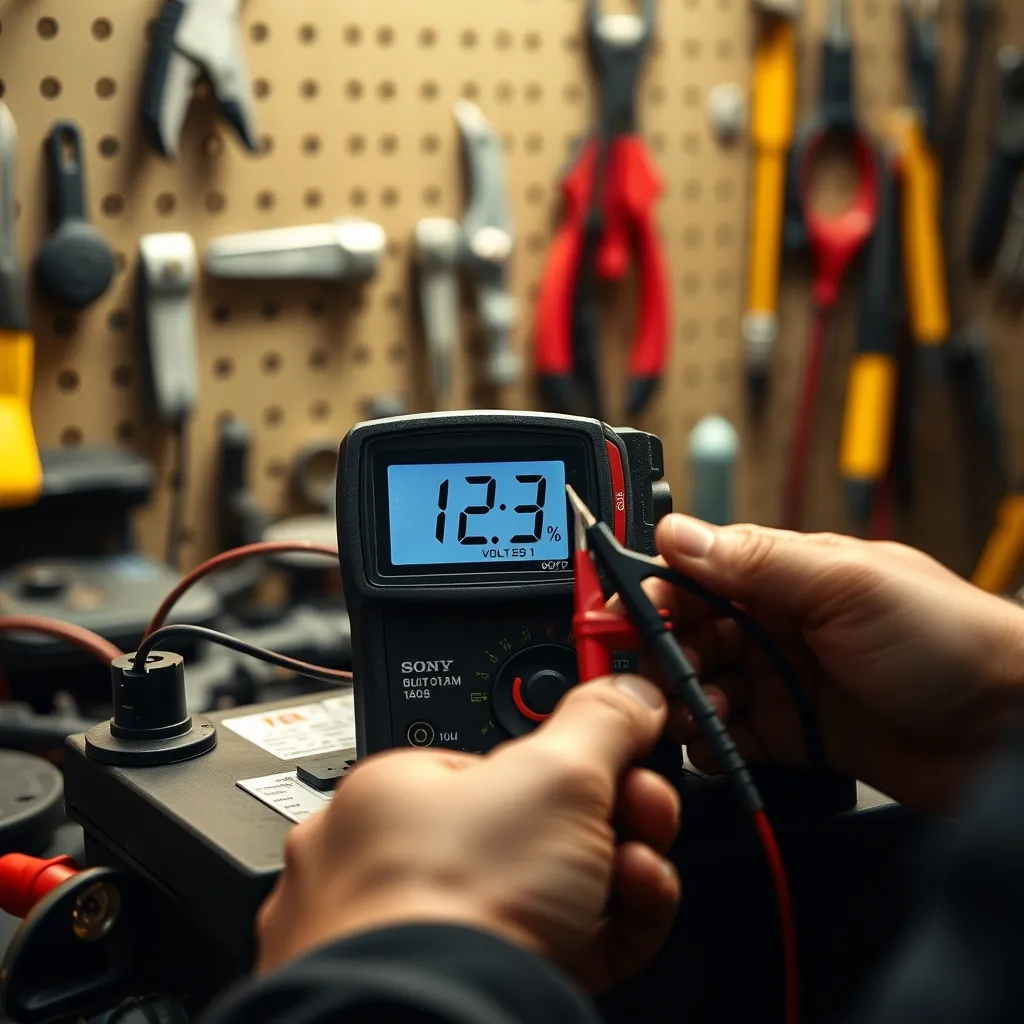 Test de tension d'une batterie au multimètre pour vérifier son état de charge