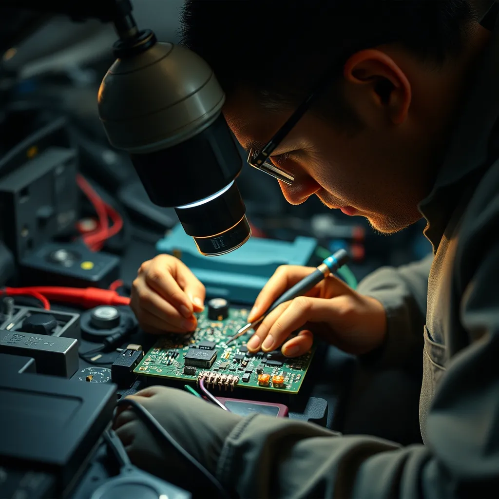 Soudure de composants électroniques sur la carte mère d'un combiné d'instruments automobile